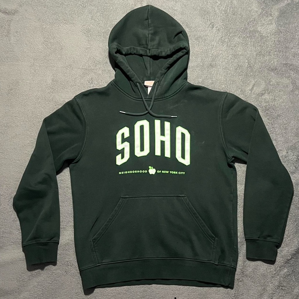 H&M Dark Green Hoodie with Light Green Print